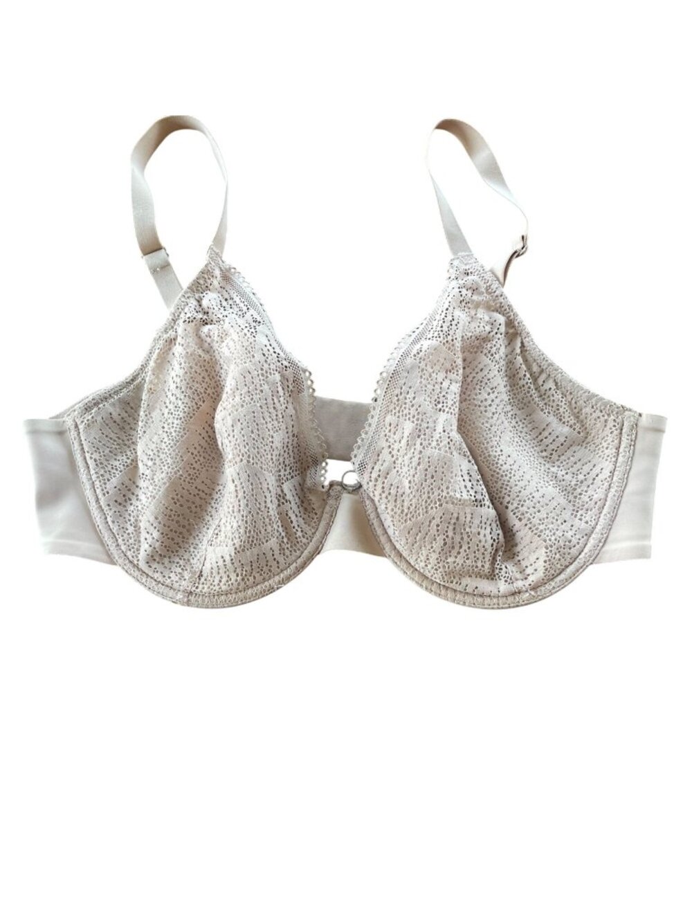 Chantelle Erica Lace Plunge Lightweight Bra Tan Beige Nude Sz 36DD